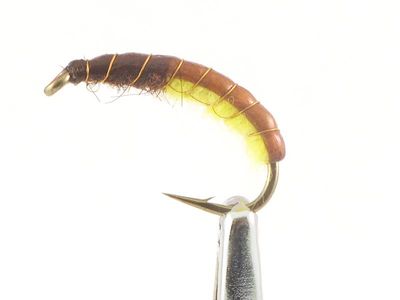 Fluga Dano - Caddis Nymph - Brown/Yellow - 14