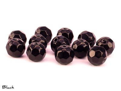 VIKE Glass Beads - 8mm - 12-p - Black Facett