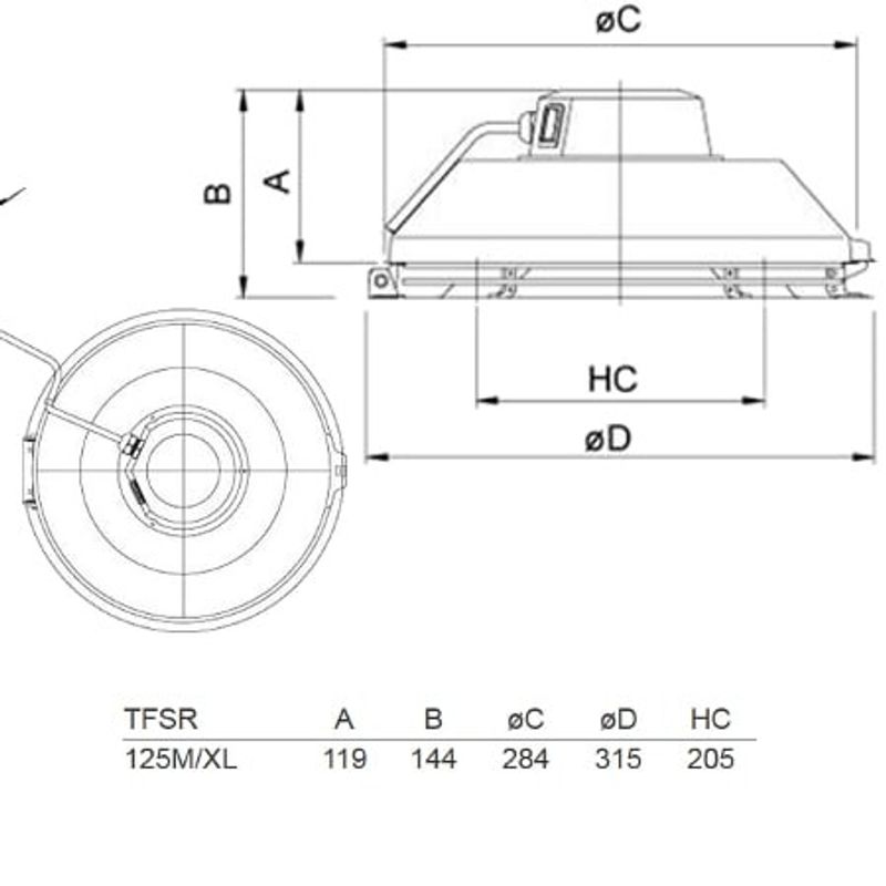 Takfläkt TFSR 125 XL Röd