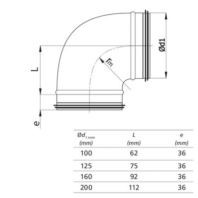 Ventilationsböj B9KX - 200