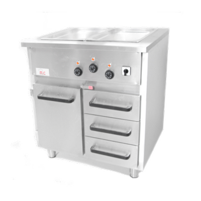 Vattenbad 2GN, 3 lådor, 1 dörr, 400V 5,25kW, 800x700x900mm