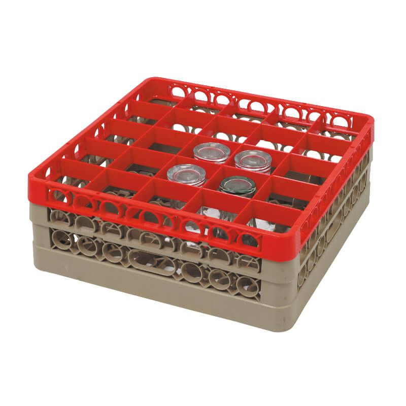 Diskback för glas, röd/grå