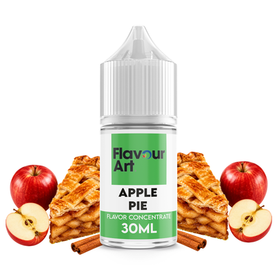 Flaska med Apple Pie från Flavour Art framför en nybakad äppelpaj.