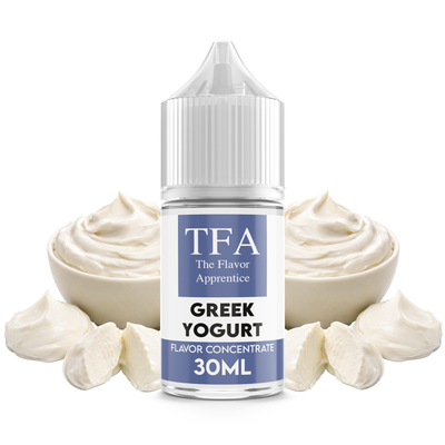 Flaska med Greek Yogurt från The Flavor Apprentice framför en skål med grekisk yoghurt.