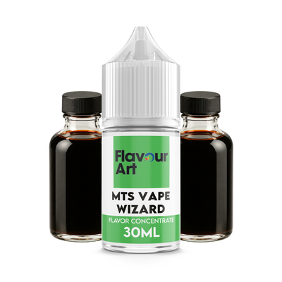 Flaska med MTS Vape Wizard från Flavour Art, en smakförstärkare för mjukare och fylligare DIY-recept.