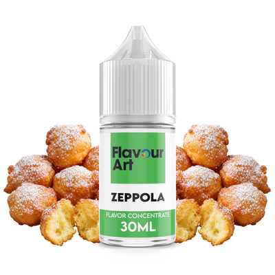 Flaska med Zeppola från Flavour Art framför nygräddade italienska munkar.