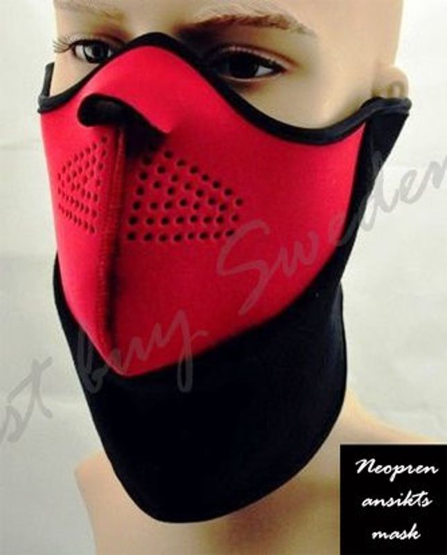 Neopren Skyddsmask för ansiktet - röd/svart