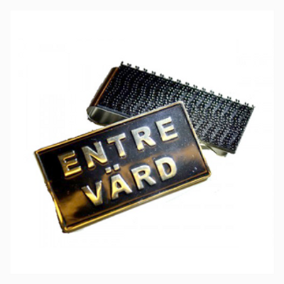 Entrévärdsbricka i metall