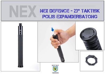 NEX DEFENSE - 23" Polis teleskopbatong med infällningsknapp - Vaktpaket