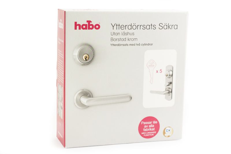 YTTERDÖRRSATS SÄKRA HABO UTAN LÅSHUS BORSTAD KROM