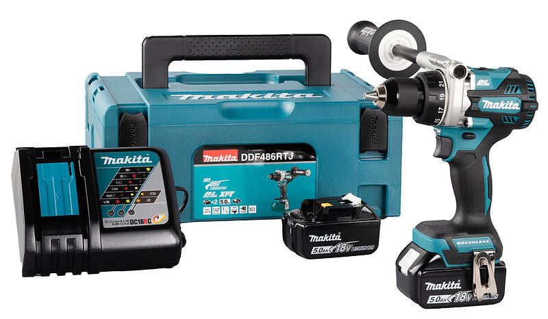 MAKITA BORRSKRUVDRAGARE LXT DDF486RTJ 18V + LADDARE & 2 BATTERIER