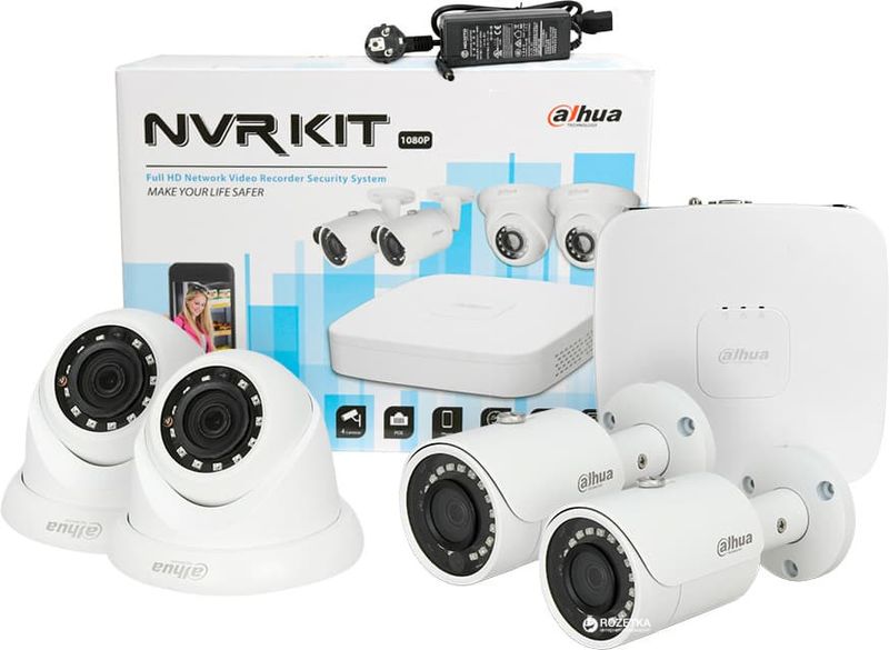 IP-Kit NVR + 4 st FullHD-kameror inkl Hårddisk och nätverkskablar PoE