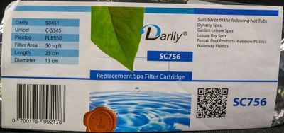 Spa Filter L 255 mm; YD 135 mm; SC756 (Darlly)