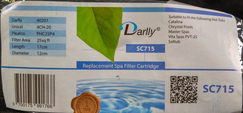 Spa Filter L 171 mm; YD 117 mm; SC715 (Darlly)