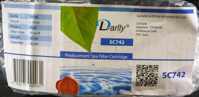 Spa Filter L 502 mm; YD 178 mm; SC742 (Darlly)