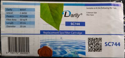 Spa Filter L 227 mm; YD 210 mm; SC744 (Darlly)