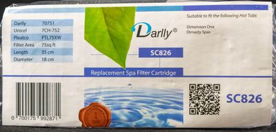 Spa Filter L 375 mm; YD 178 mm; SC826 (Darlly)