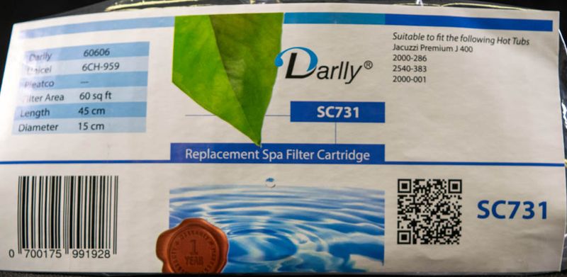 Spa Filter L 445 mm; YD 152 mm; SC731 (Darlly)