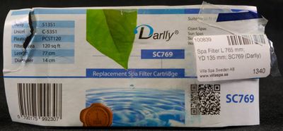 Spa Filter L 765 mm; YD 135 mm; SC769 (Darlly)