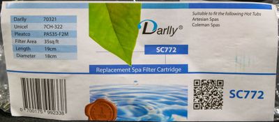 Spa Filter L 190 mm; YD 183 mm; SC772 (Darlly)