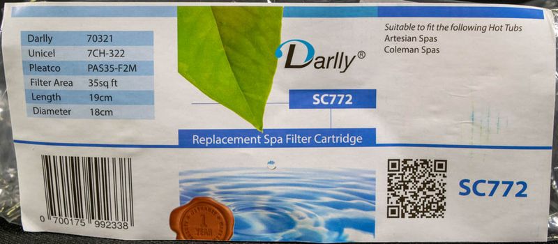 Spa Filter L 190 mm; YD 183 mm; SC772 (Darlly)