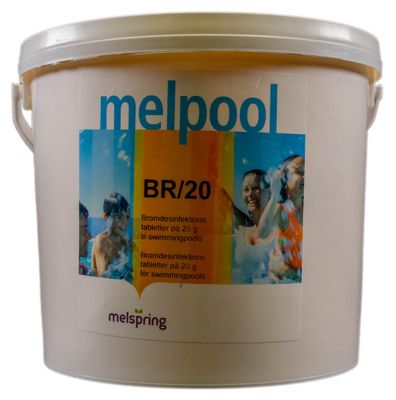 Melpool Brom, tabletter 20g, 66% brom och 27% klor, brom-klordimetylhydantoin, BR/20 BCDMH