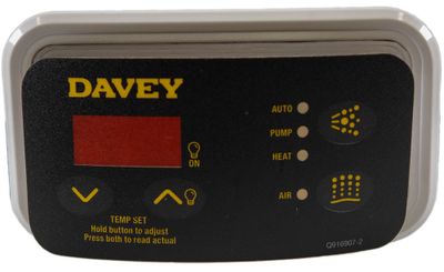 Davey Spa Power SP601 Touch Panel (rektangulär) - Temp Up/Light, Temp Down, Jets, Blower