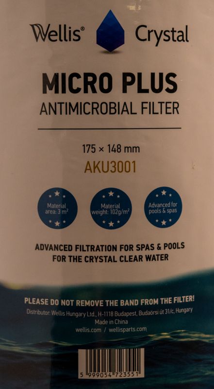 Spa Filter  L 175 mm; YD 152 mm; Wellis Antimicrobial blue (grov gänga)