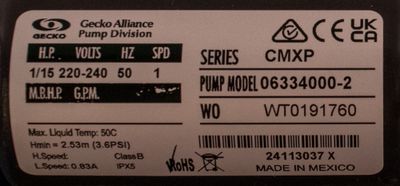 Aqua-Flo Circ-Master CMXP, 1/15hk, 1 växel, 2.0x2.0 tum (Sundance/Jacuzzi)