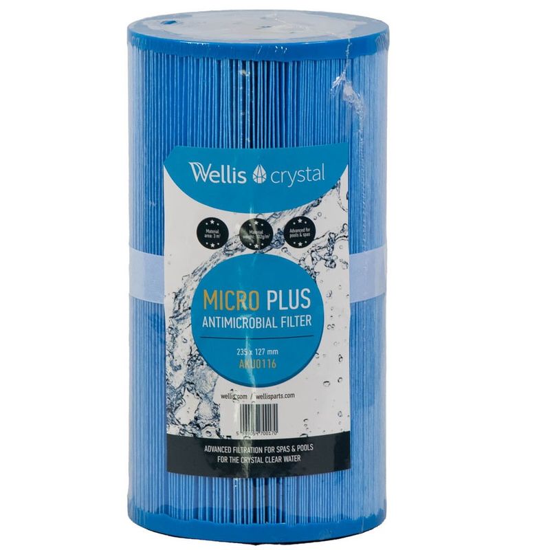 Spa Filter L 235 mm; YD 125 mm; Pleatco antibakteriell; Wellis