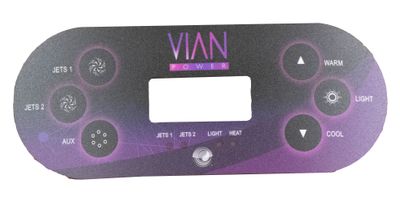 VIAN Power (Balboa) Styrpanel TP600 Overlay - Jets 1, Jets 2, Aux, Warm, Light, Cool