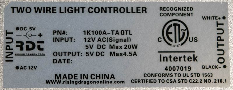 Rising Dragon Pinnacle Light Controller (två pins)