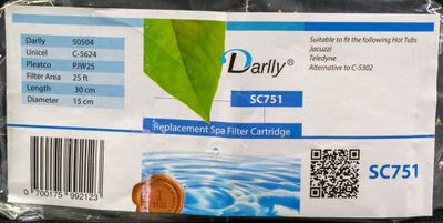 Spa Filter L 302 mm; YD 146 mm; SC751 (Darlly)