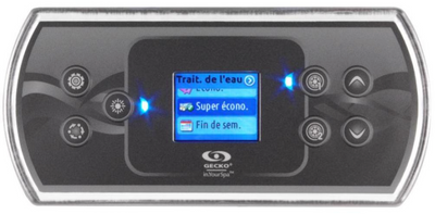 Gecko AeWare IN.K500 Styrpanel - Settings, Light, Mode, Pump 1, Pump 2, Up, and Down