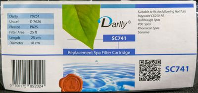 Spa Filter L 249 mm; YD 178 mm; SC741 (Darlly)