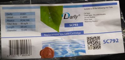 Spa Filter L 600 mm; YD 130 mm; SC792 (Darlly)