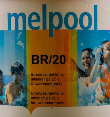 Melpool Brom, tabletter 20g, 66% brom och 27% klor, brom-klordimetylhydantoin, BR/20 BCDMH