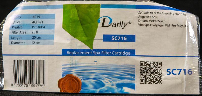 Spa Filter L 203 mm; YD 117 mm; SC716 (Darlly)