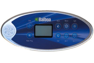 Balboa Styrpanel VL802D - Time, Mode/Prog, Warm, Cool, Blower, Jets 1, Light, Jets 2