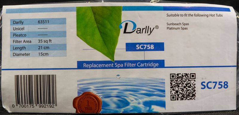 Spa Filter L 210 mm; YD 152 mm; SC758 (Darlly)