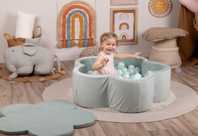 Bollhav med lock - Mintgrön Blomma