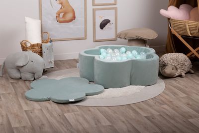 Bollhav med lock - Mintgrön Blomma