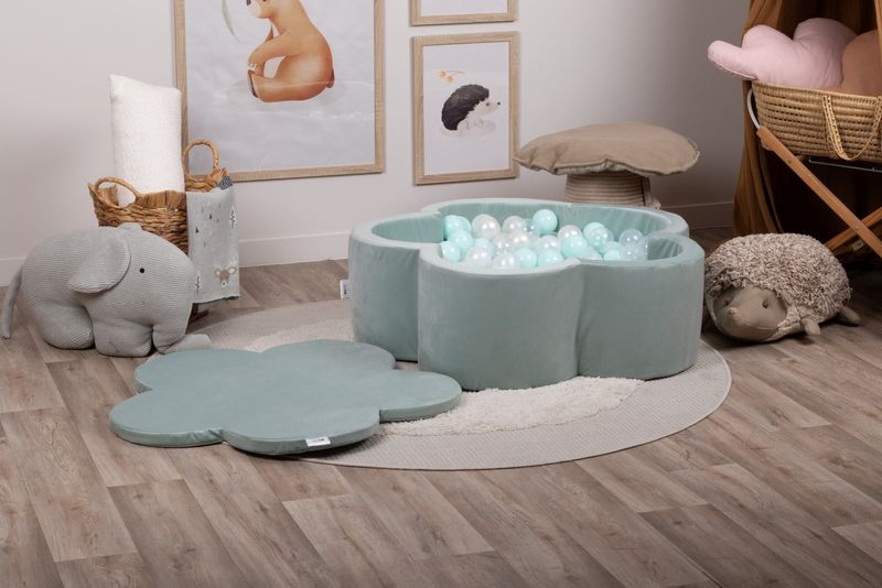 Bollhav med lock - Mintgrön Blomma