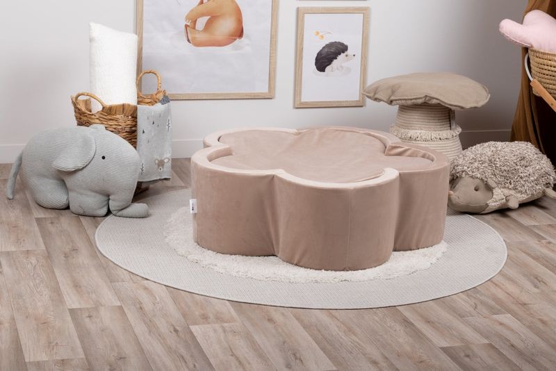 Bollhav med lock - Beige Blomma