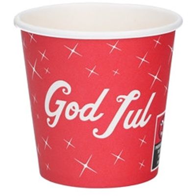 Glöggbägare papper God Jul 12cl röd/vit PE-beläggning