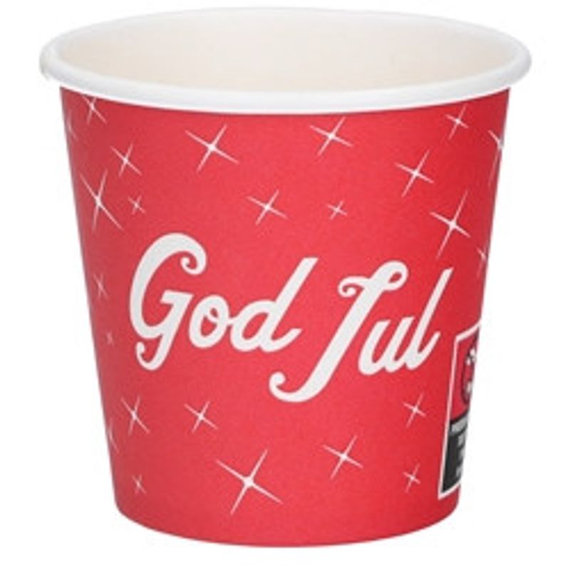 Glöggbägare papper God Jul 12cl röd/vit PE-beläggning