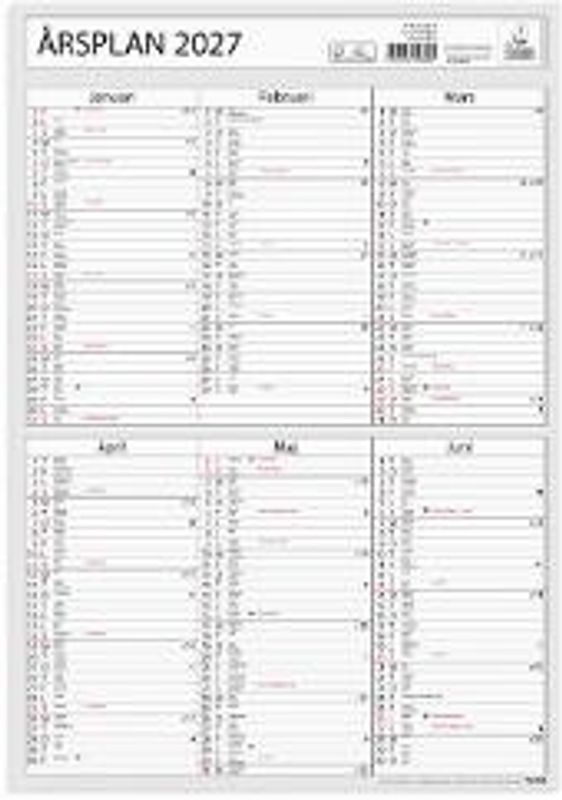 Väggkalender Årsplan 2027