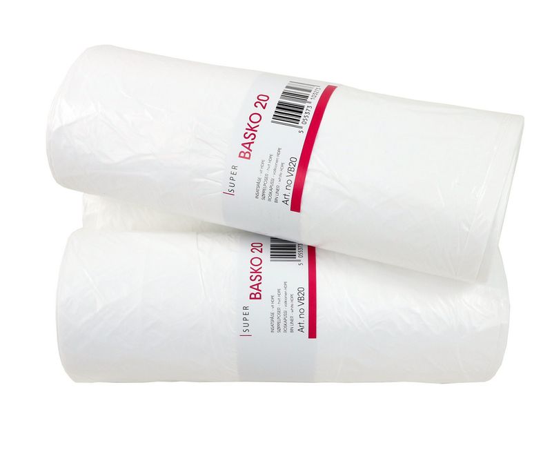 Avfallspåse Basko20 560x600mm vit 35 liter 100st/rl