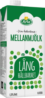 Lång hållbarhet mjölk 1,5% 1 l