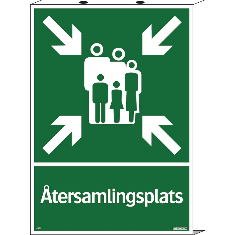 Skylt Återsamlingsplats, kantbockad